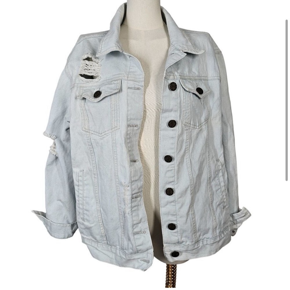 Show Me Your Mumu Denim Jacket Light Wash Blue Women's Medium
